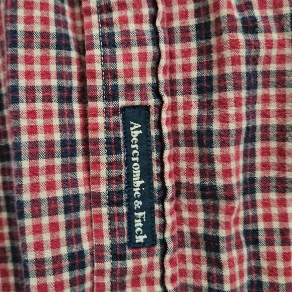 Vintage Abercrombie & Fitch Shirt Men’s XL Button Down Red Blue Tan Plaid Pocket - Picture 7 of 10